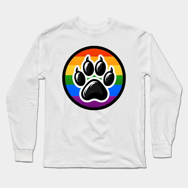 LGBTQ Furry Pride Pawprint Logo Long Sleeve T-Shirt by Blue Bull Bazaar